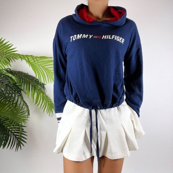 Vintage Y2K Tommy Hilfiger Blue Preppy Sporty Casual Hoodie Sweater / Size: M - Picture 1 of 4